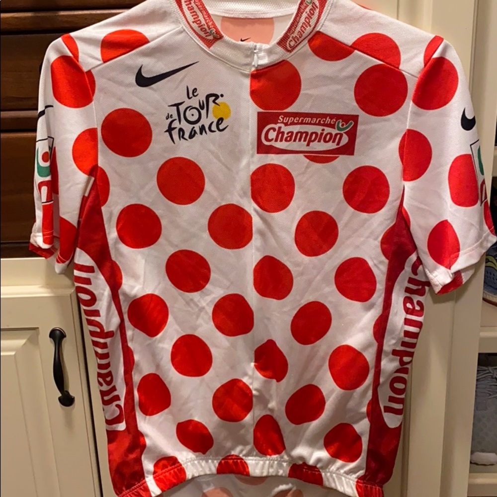 Tour De France polka Dot cycling Jersey Nike L